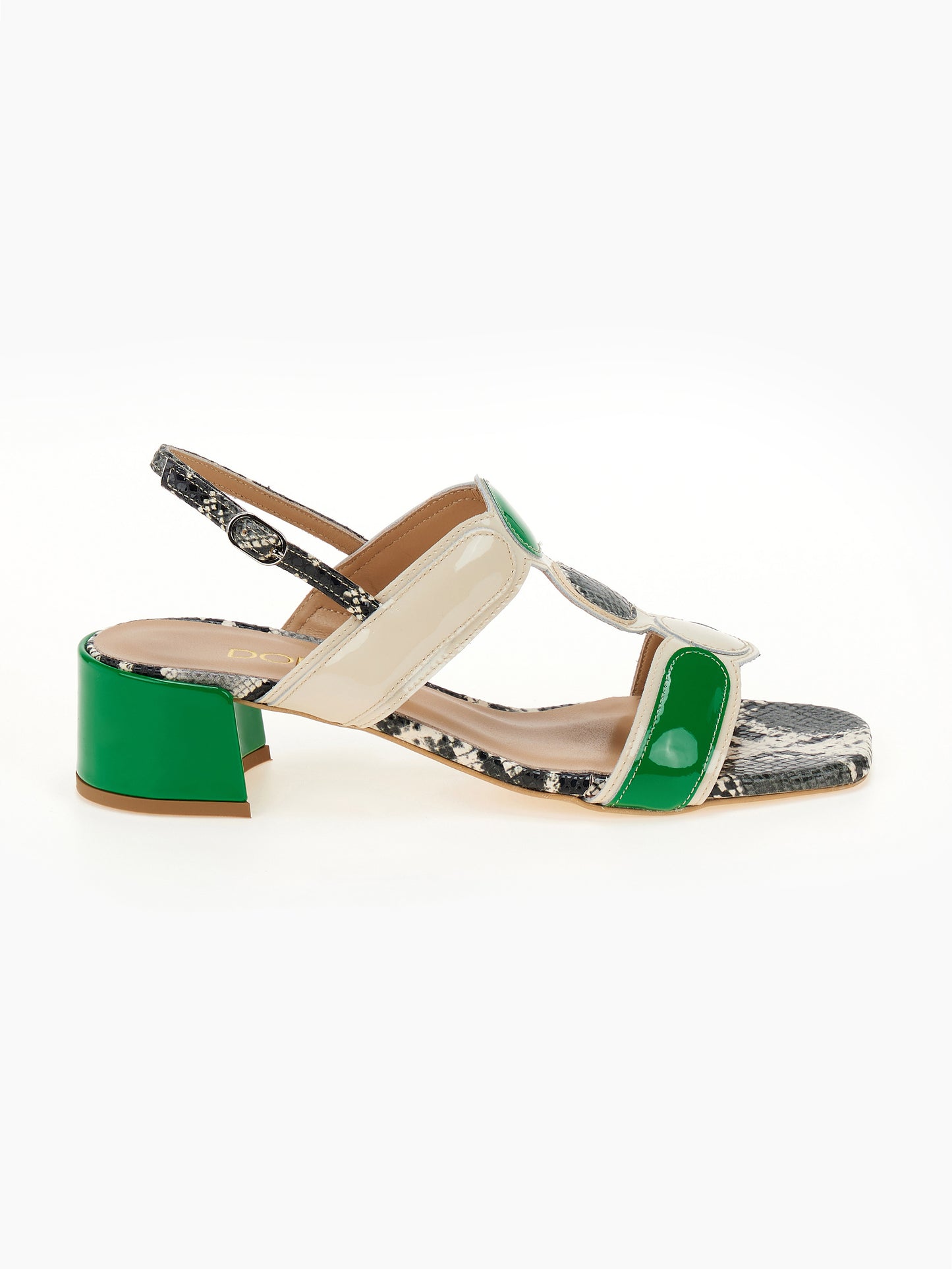 DORE | Πέδιλα Slingback | Πράσινο / Εκρού / Snake Print
