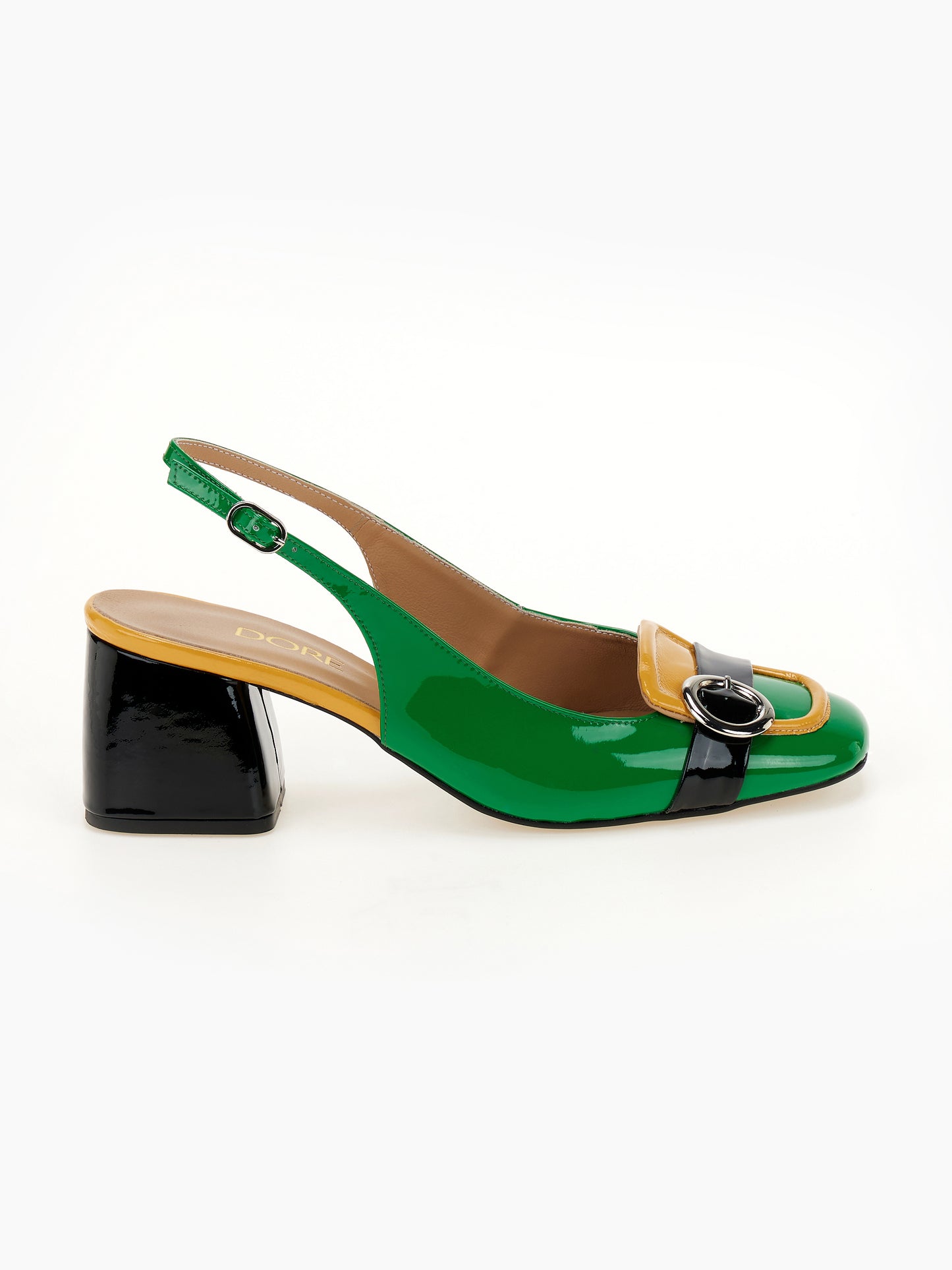 DORE | Γόβες Slingback | Πράσινο / Μαύρο / Μουσταρδί