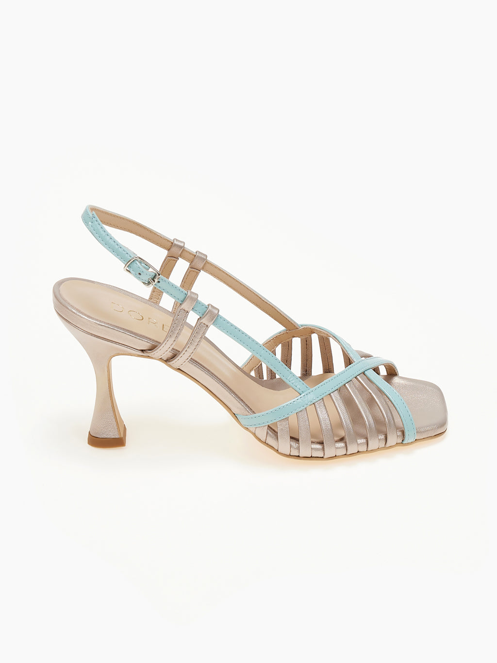 DORE | Πέδιλα Slingback Stiletto | Πλατίνα / Γαλάζιο