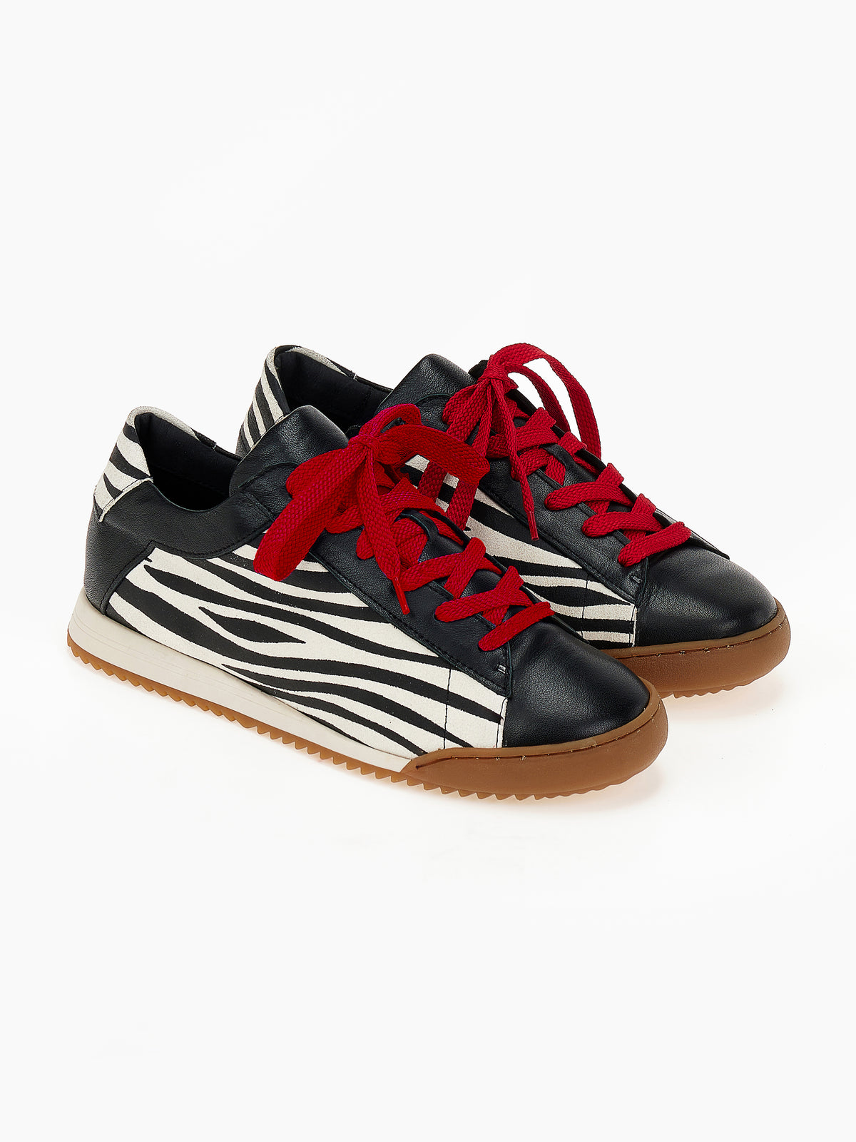 DORE | Sneakers Δέρμα Zebra Print Retro | Μαύρο / Λευκό