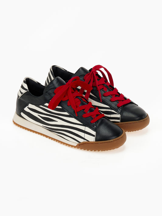 DORE | Sneakers Δέρμα Zebra Print Retro | Μαύρο / Λευκό