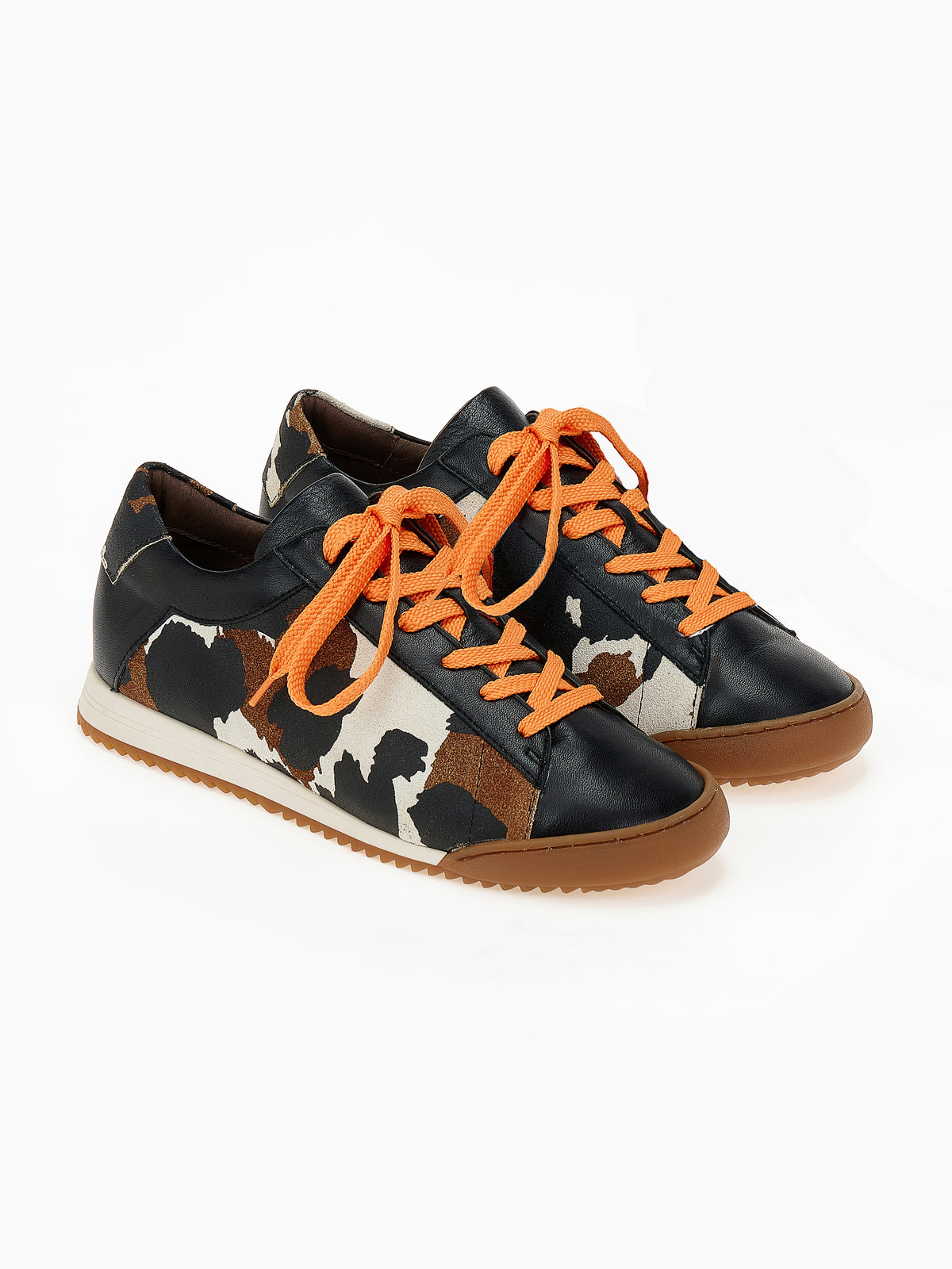 DORE | Sneakers Δέρμα Animal Print Retro | Μαύρο / Καφέ
