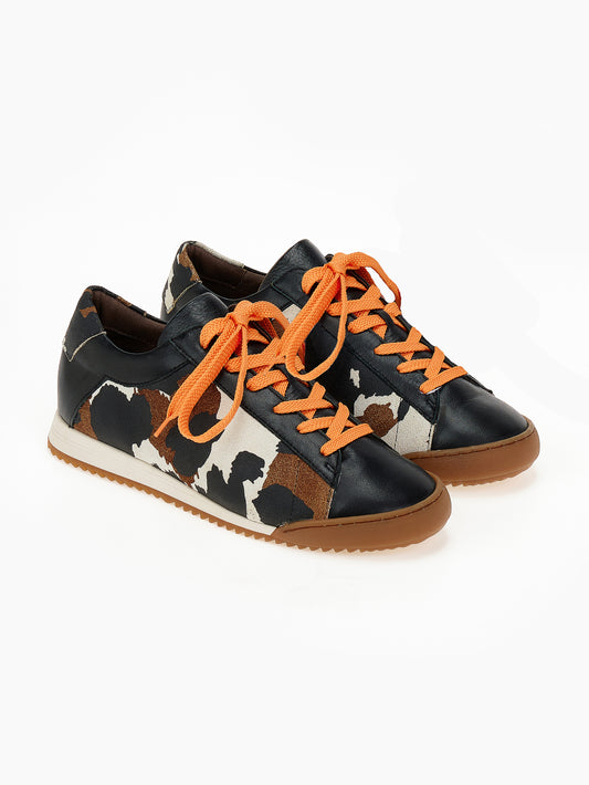 DORE | Sneakers Δέρμα Animal Print Retro | Μαύρο / Καφέ