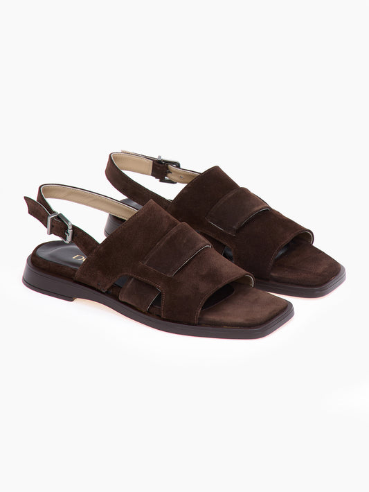 DORE | Πέδιλα Flat Καστόρι Σοκολατί | Δερμάτινα Παπούτσια