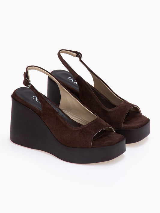 DORE | Πέδιλα Πλατφόρμα Καστόρι Σοκολατί | Δερμάτινα Παπούτσια