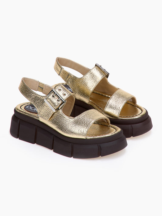 DORE | Πέδιλα Chunky Platform Χρυσό | Δερμάτινα Παπούτσια