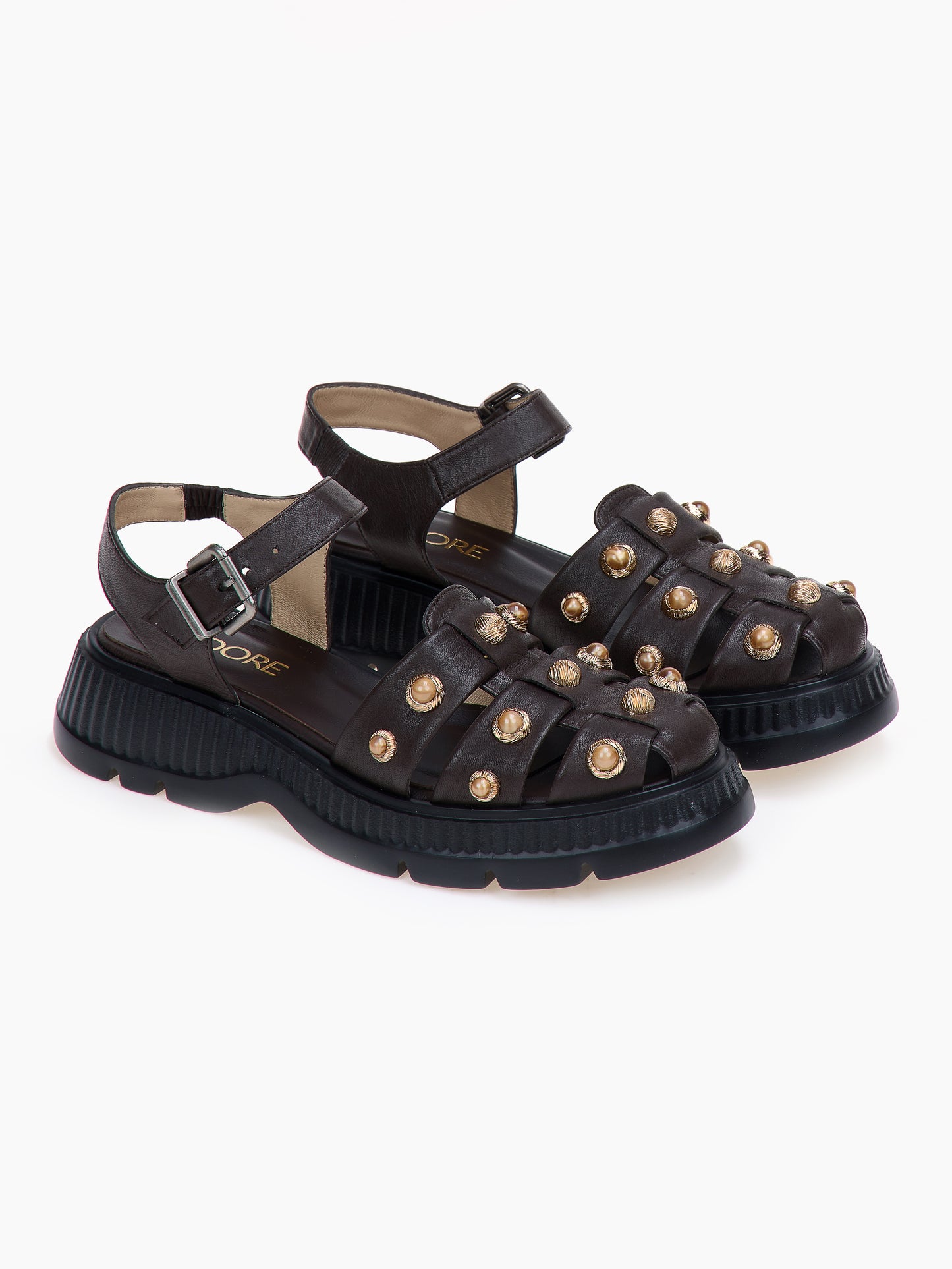 DORE | Fisherman Πέδιλα Flatform Καφέ | Δερμάτινα Παπούτσια