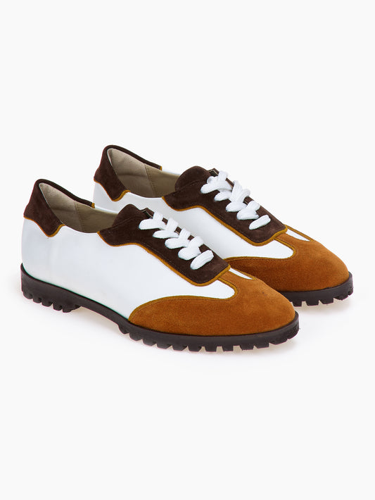 DORE | Retro Urban Sneaker - Λευκό/Καφέ/Πορτοκαλί