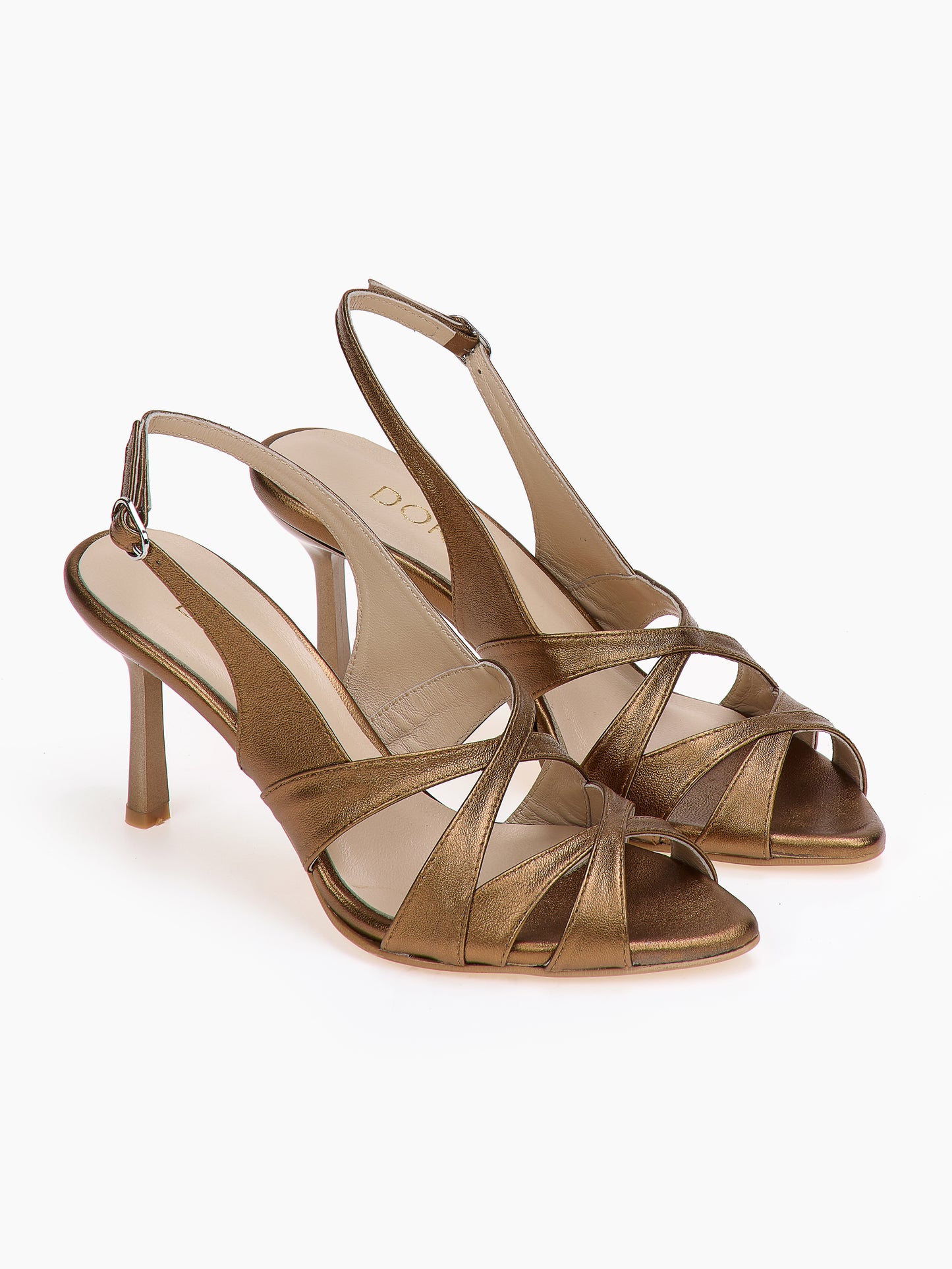 DORE | Πέδιλα Μπρονζ Λεπτό Τακούνι | Δερμάτινα Παπούτσια