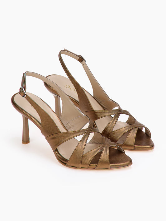DORE | Πέδιλα Μπρονζ Λεπτό Τακούνι | Δερμάτινα Παπούτσια