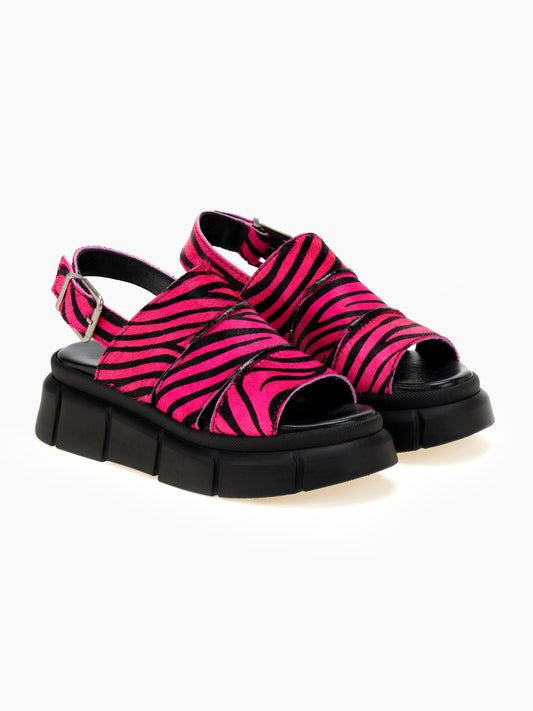 DORE | Πέδιλα Slingback Platform | Φούξια Zebra Print