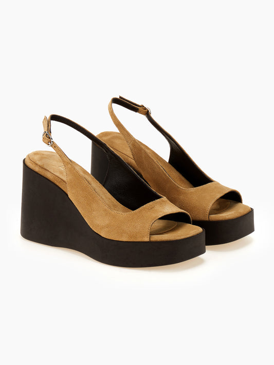 DORE | Πέδιλα Καστόρι Slingback Wedge | Καμηλό