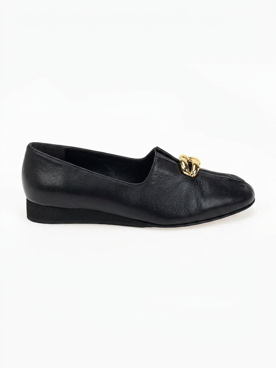 DORE | Loafers Μαλακό Δέρμα με Χρυσό Στολίδι | Μαύρο