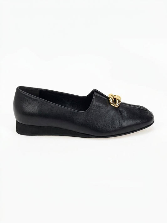 DORE | Loafers Μαλακό Δέρμα με Χρυσό Στολίδι | Μαύρο