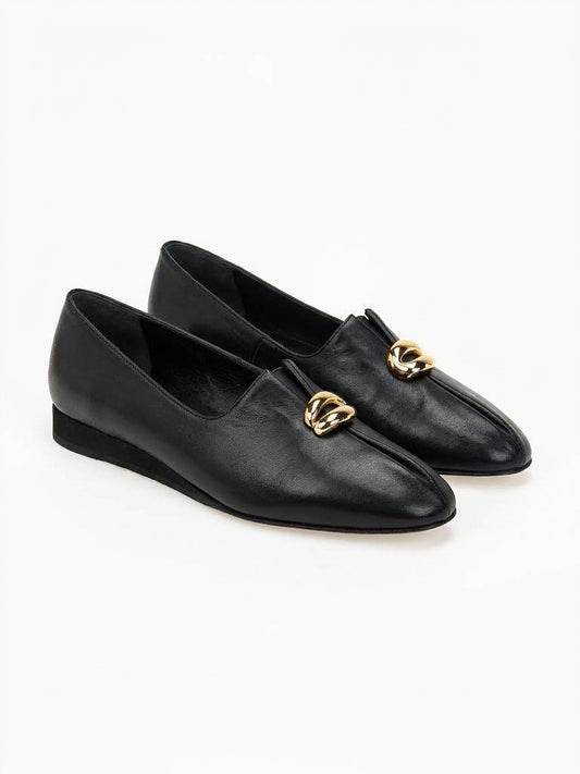 DORE | Loafers Μαλακό Δέρμα με Χρυσό Στολίδι | Μαύρο