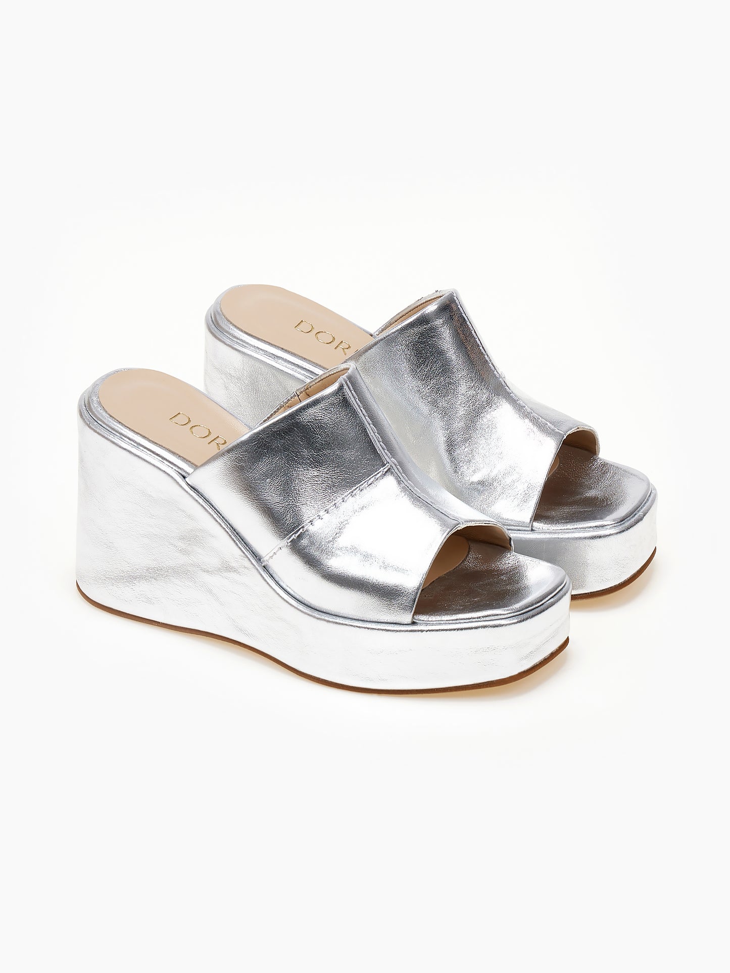 DORE | Mules Ασημί | Wedge Platform