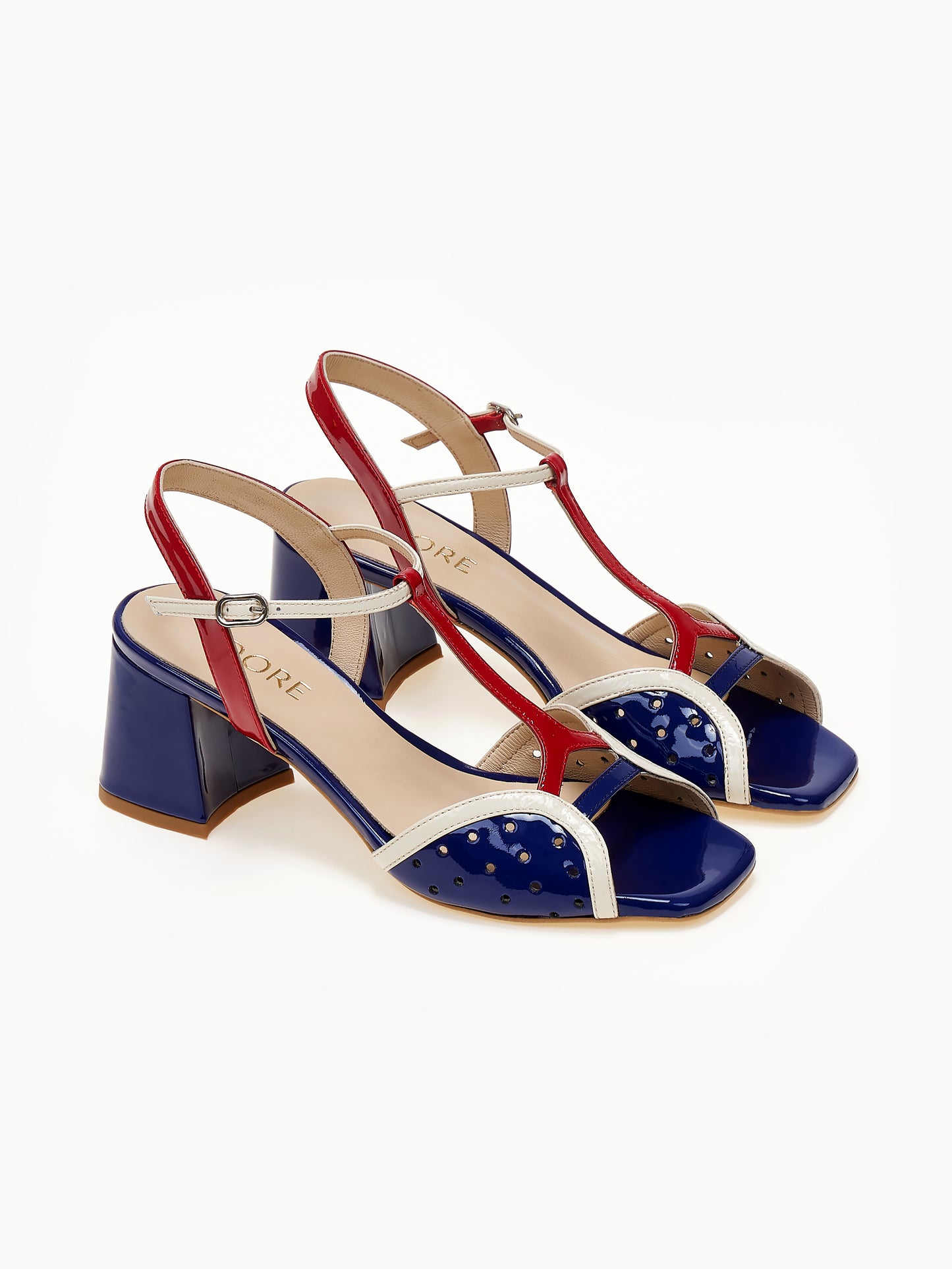 DORE | Πέδιλα Λουστρίνι Slingback | Μπλε / Κόκκινο / Λευκό