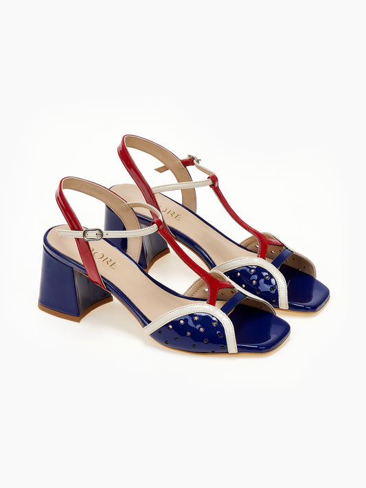 DORE | Πέδιλα Λουστρίνι Slingback | Μπλε / Κόκκινο / Λευκό