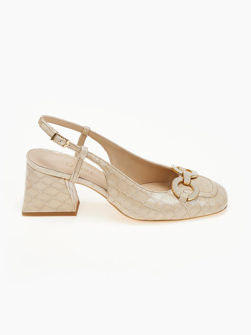 DORE | Γόβες Μπέζ Κροκό Δέρμα Slingback | Δερμάτινα Παπούτσια