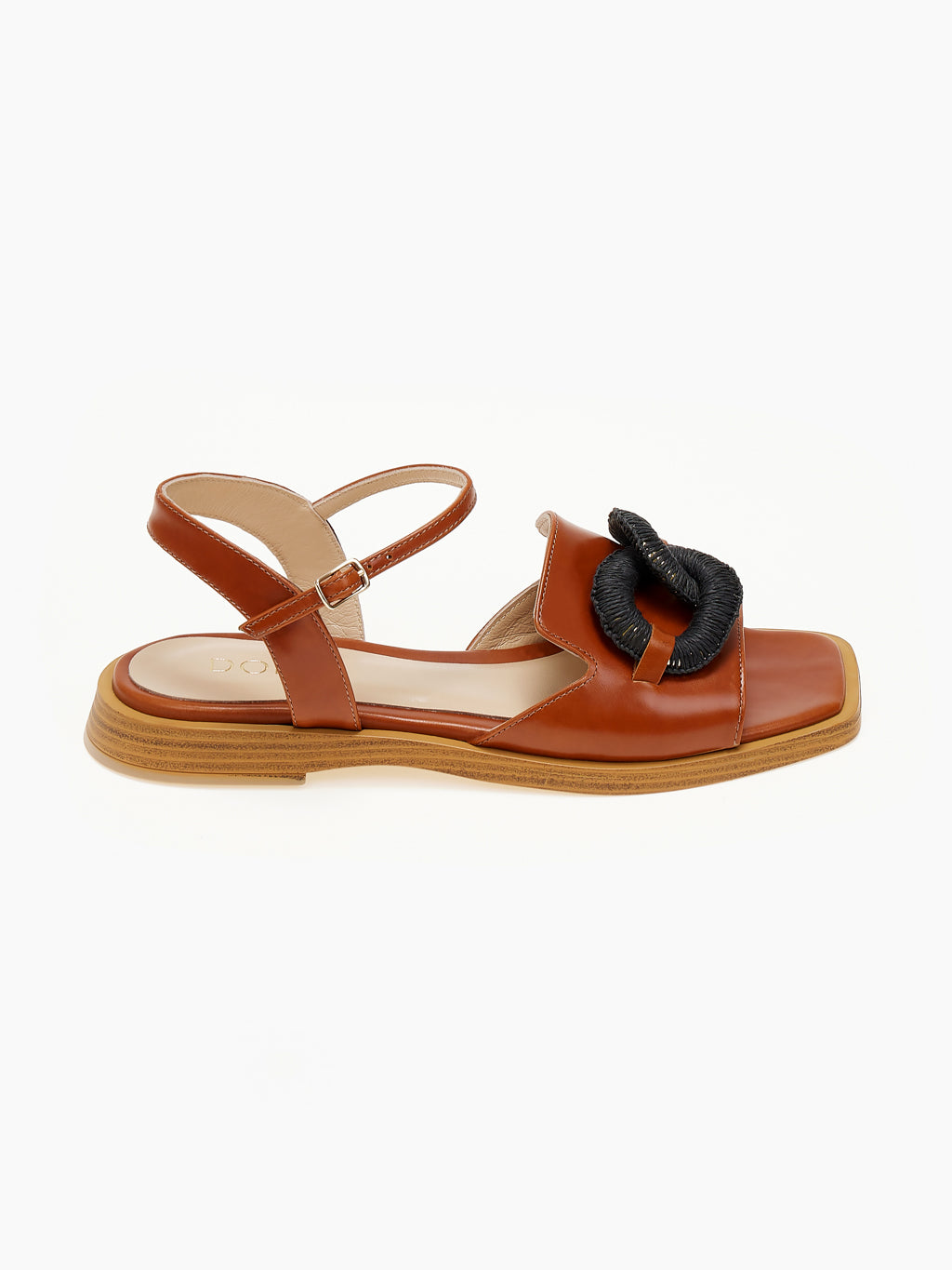 DORE | Πέδιλα Flat με Raffia Διακόσμηση | Ταμπά / Μαύρο
